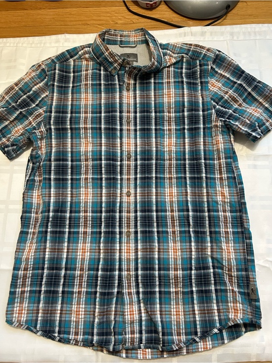Royal Robbins Other - Royal Robbins Plaid Short-Sleeve Button-Down Shirt - Teal, Brown & White
